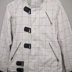 Burton Jacket Womens Small White Dry Ride Snowboarding Checker Zip Hoodie Vented